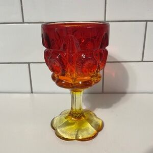 VTG Kanawha Bull's Eye Amberina Footed Goblet Glass